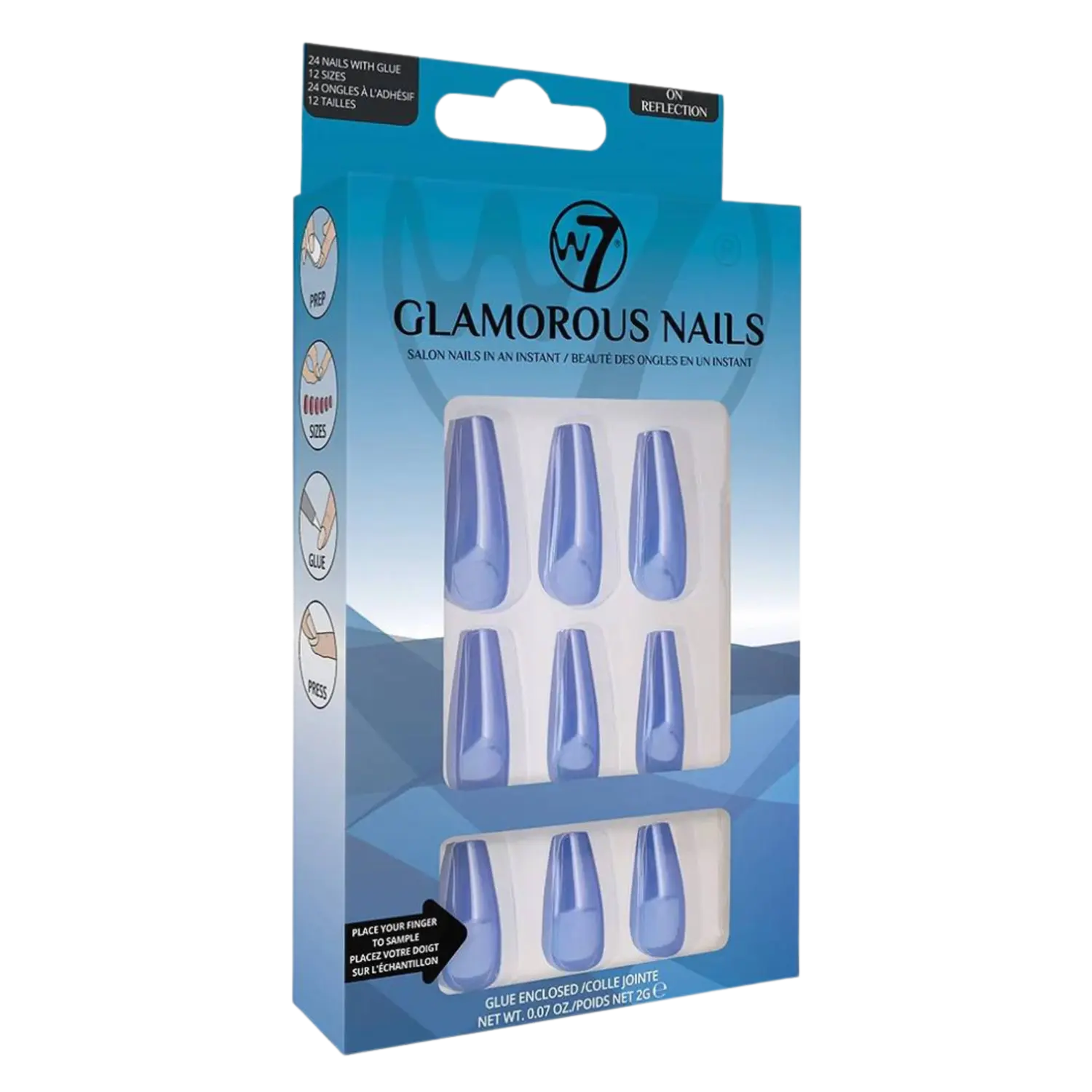 

W7 Glamorous Nails Накладные ногти On Reflection, 24 шт/уп.