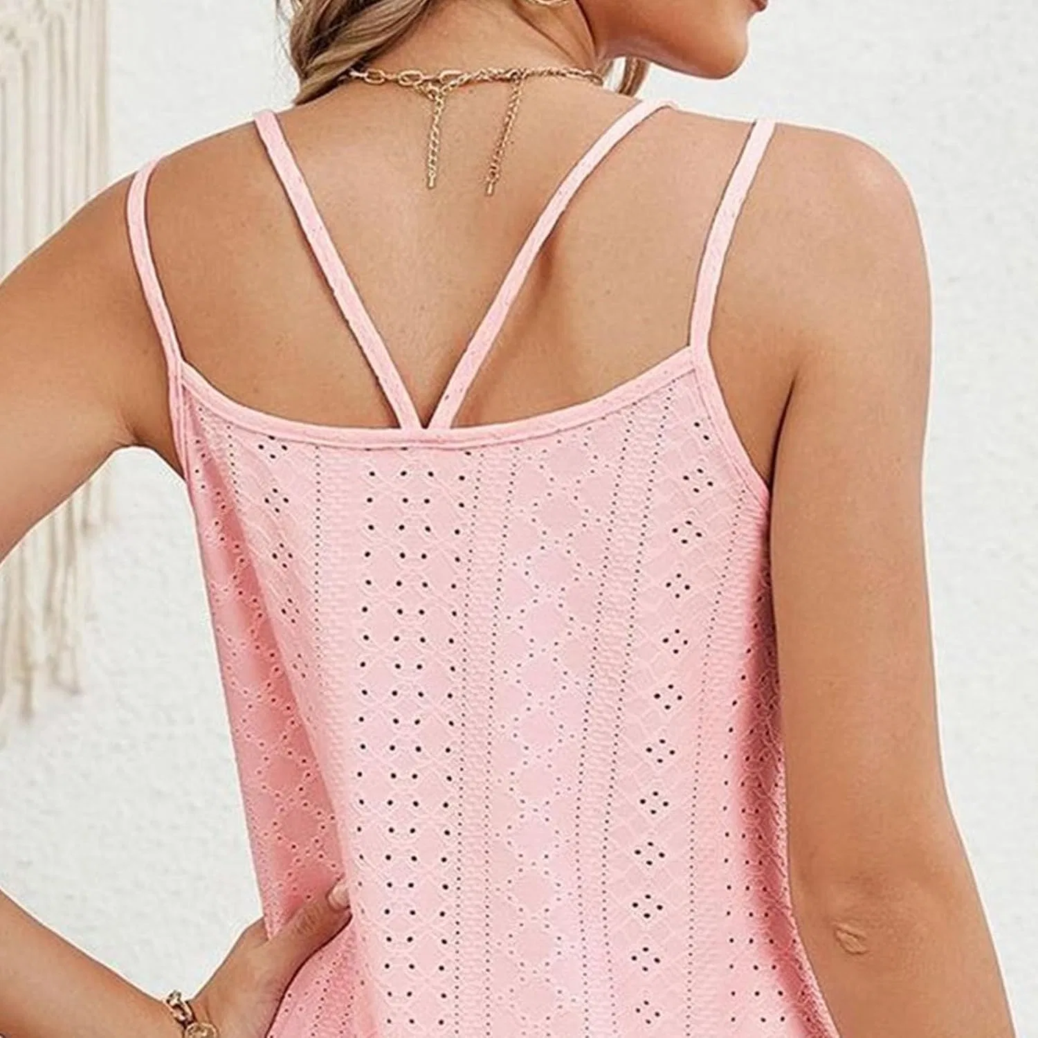 Женское пляжное платье-накидка с вышивкой Scoop Neck, Pink — фото 3