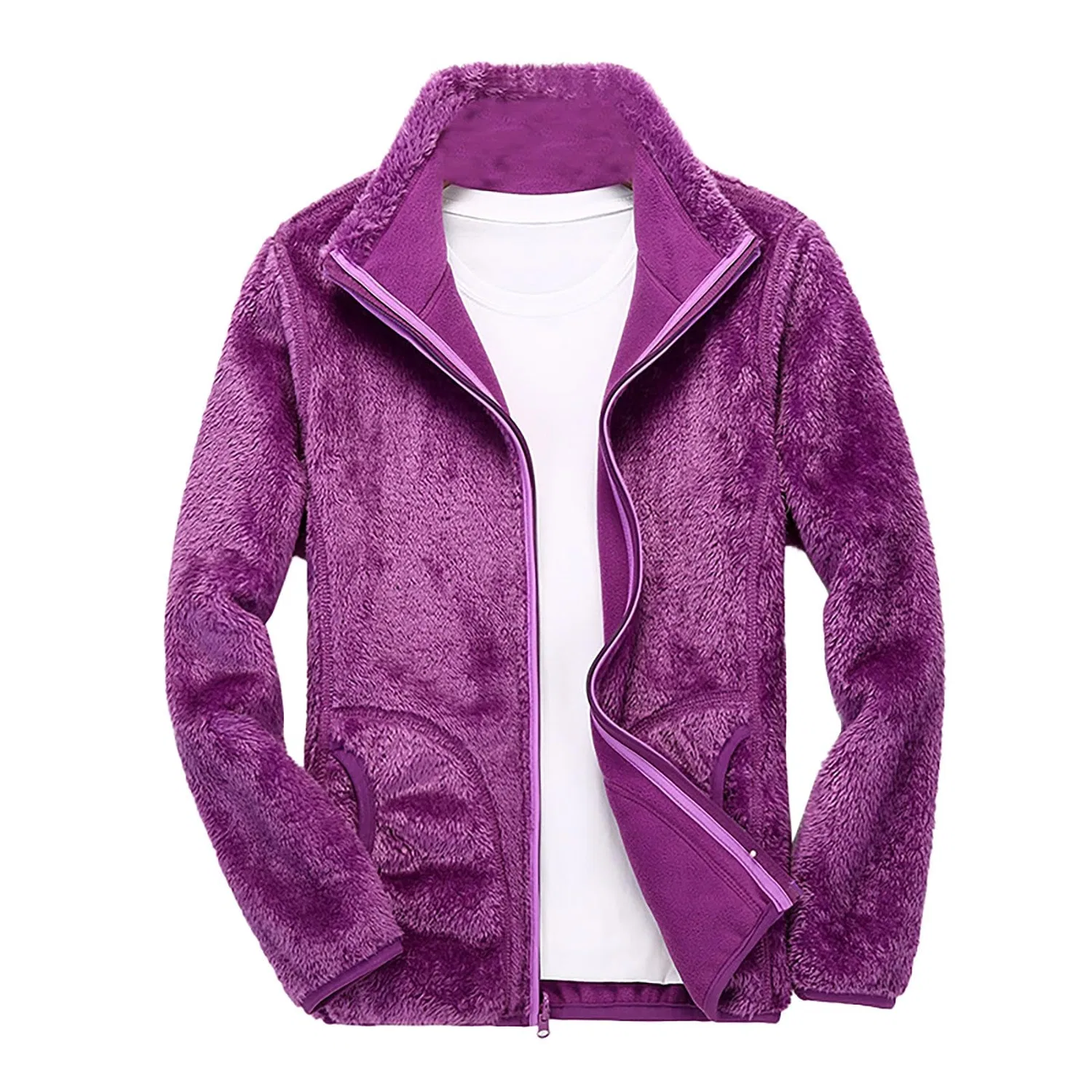 Женский дождевик с капюшоном Unisex Fleece Jacket, purple — фото 3
