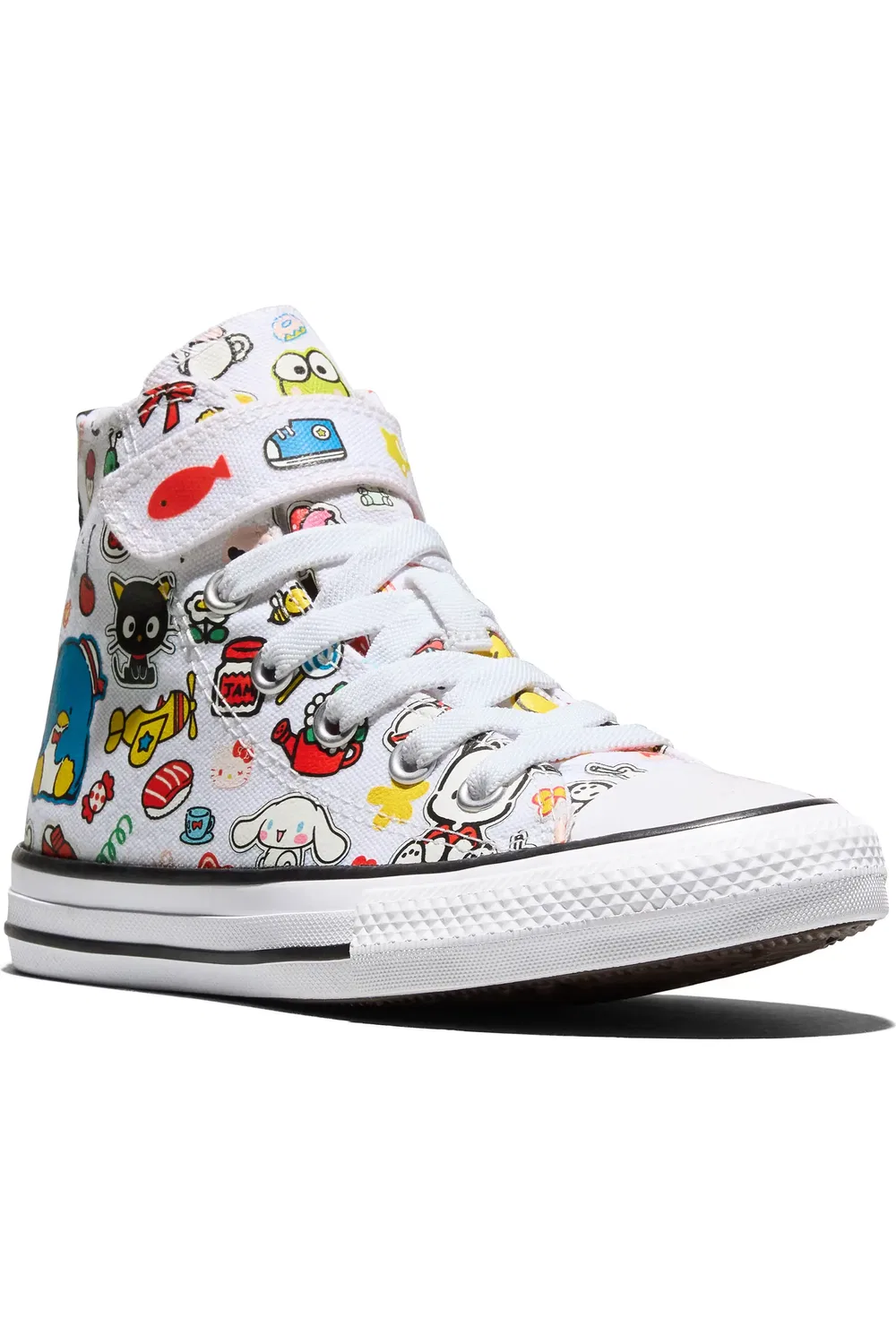 Детские кеды высокие с принтом Hello Kitty и Friends All Star Converse, белый/белый/черный