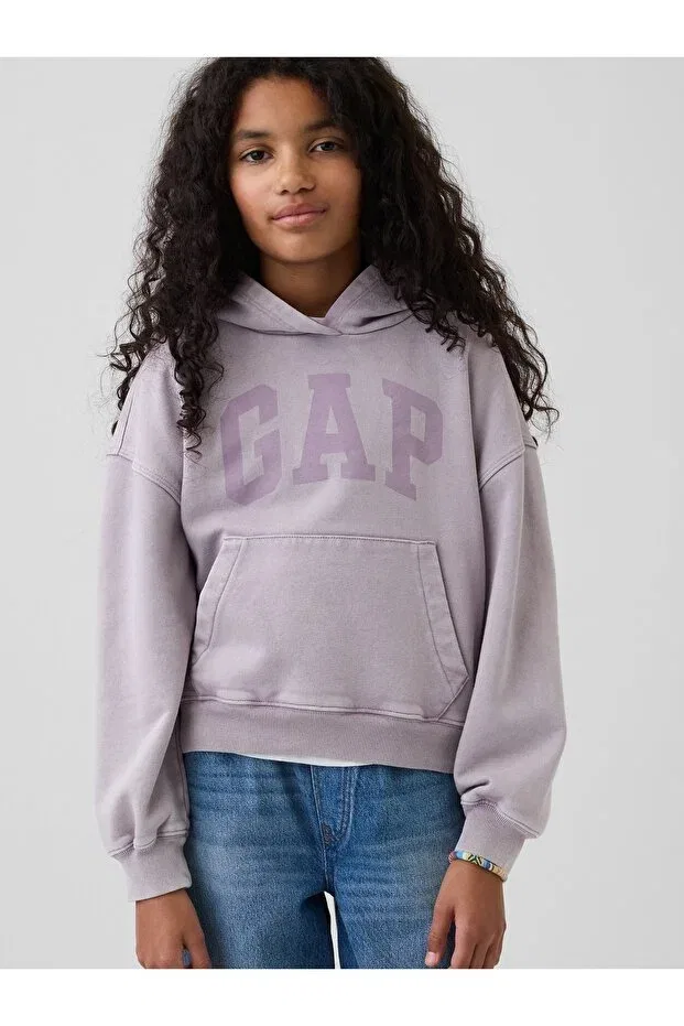 Детское худи для девочек с принтом Vintagesoft Relaxed Logo Gap, Purple