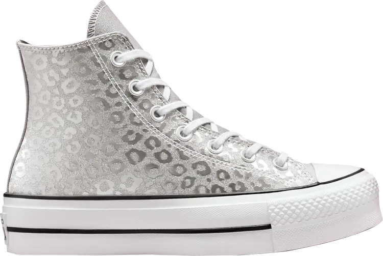 Кроссовки Converse Wmns Chuck Taylor All Star Platform High Glitter Leopard Spots, серебряный