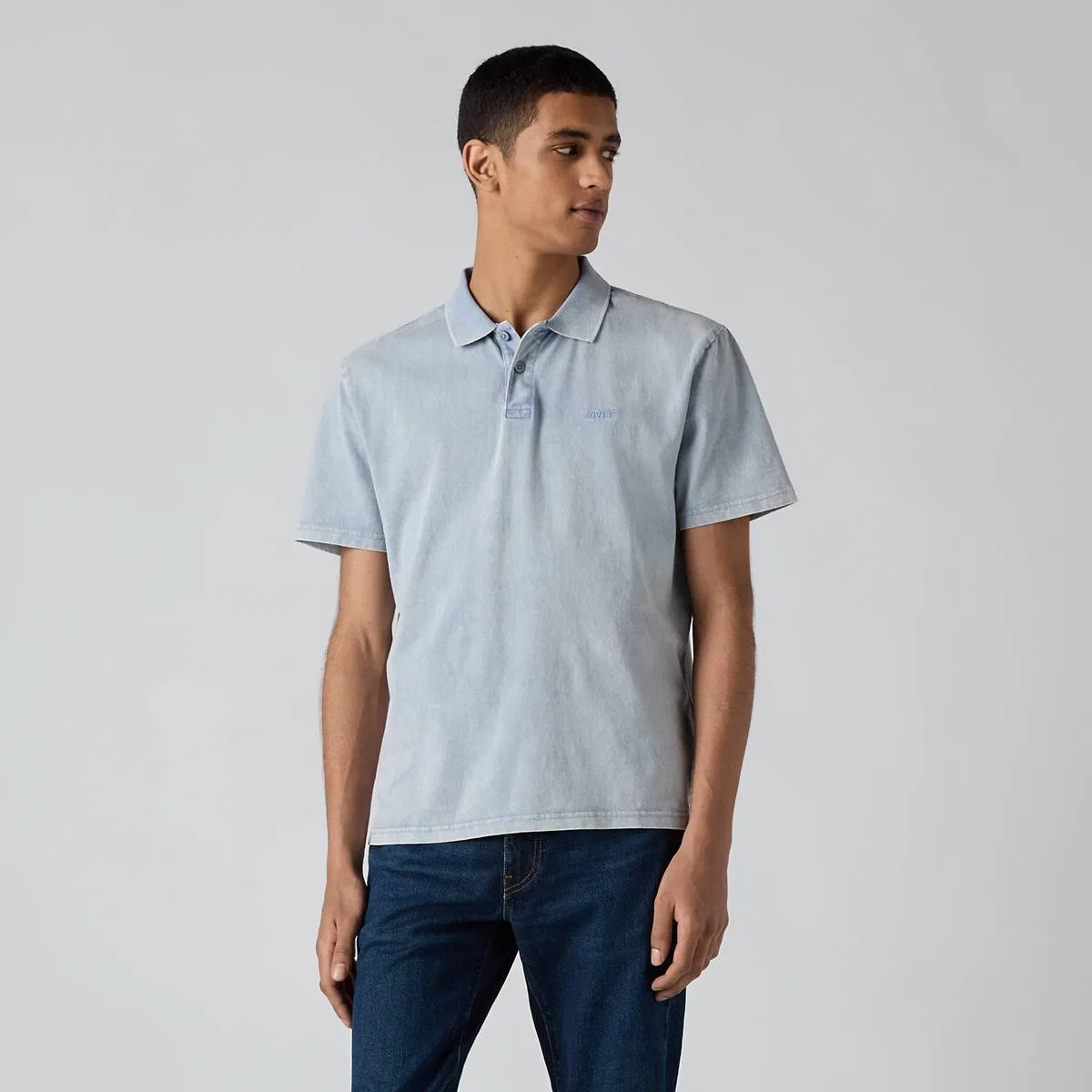 Оригинальная рубашка поло с минеральной стиркой Levi's, Stones Throw Mineral Wash Infinity - Blue — фото 3