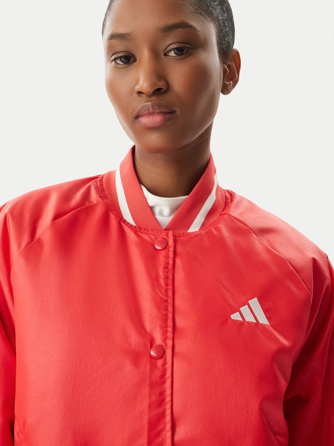 Женский бомбер свободного кроя Stadium Adidas, красный — фото 4