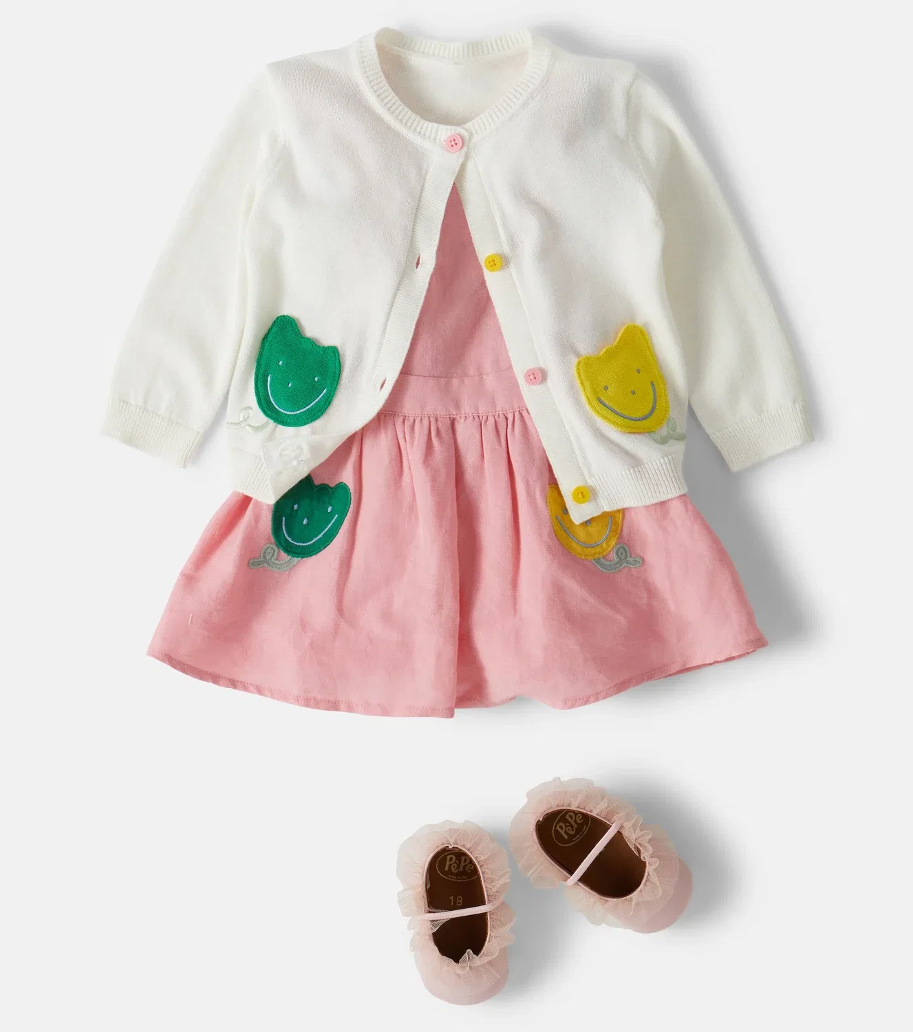 Детский кардиган хлопковый с аппликацией Stella Mccartney Kids, белый — фото 2