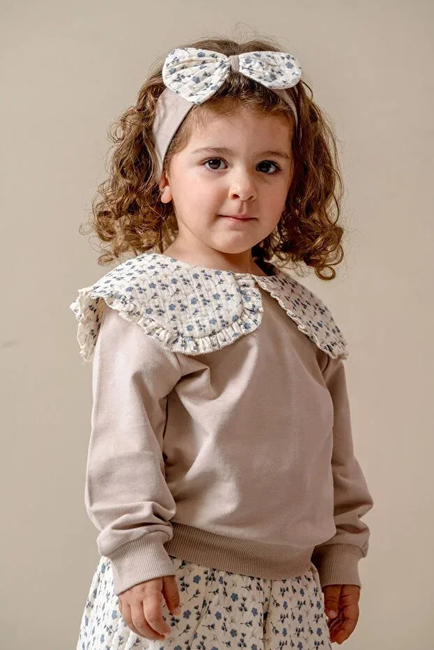Детский комплект для девочек с цветочным принтом Glam Jnf Kids, Beige — фото 3
