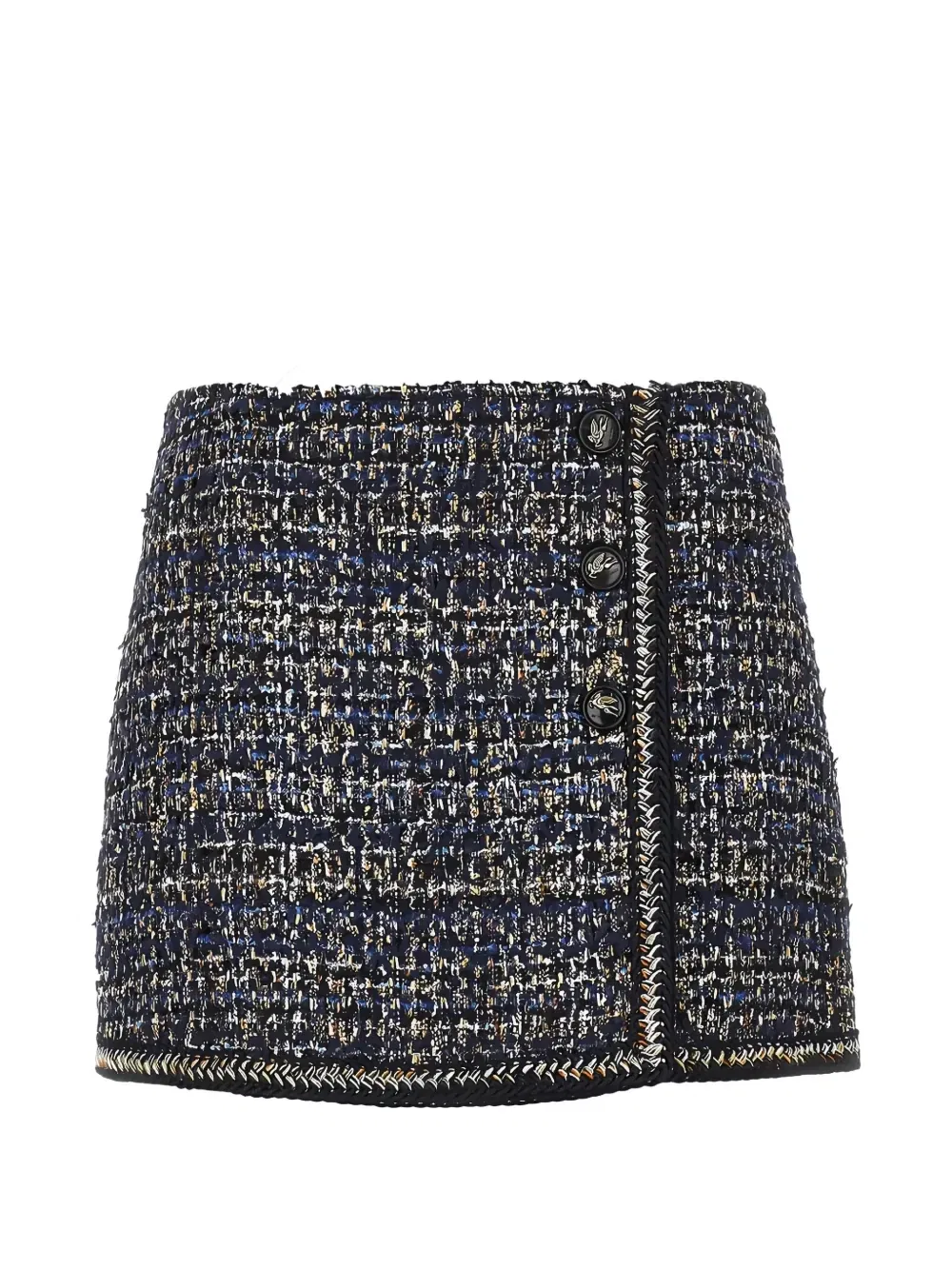 Мини-юбка из букле на пуговицах Etro, синий