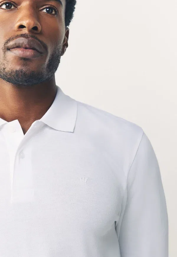 Футболка поло с длинным рукавом Slim fit Next, белый — фото 4