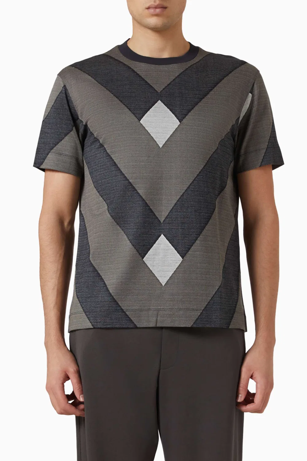 Футболка с коротким рукавом Macro V Pattern Emporio Armani, черный