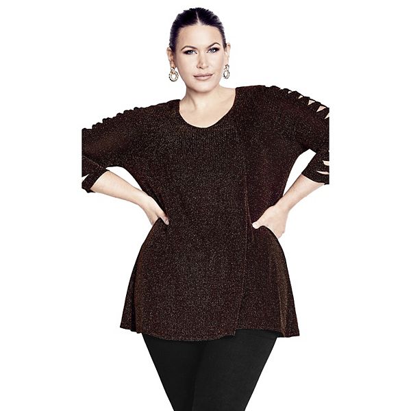 

Женская туника с деталями на рукавах plus size Avenue, Bronze
