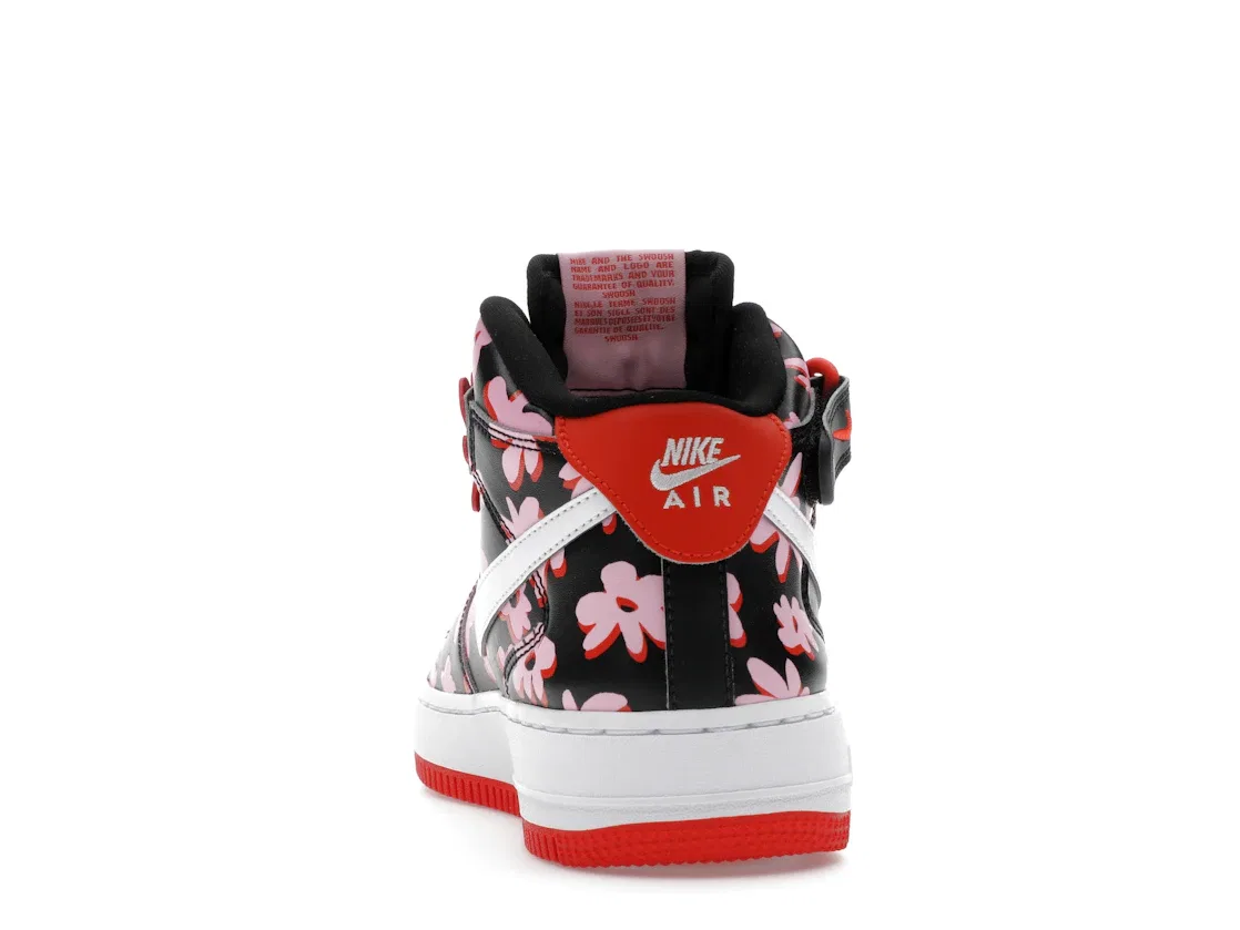 Детские кроссовки Lifestyle с цветочным принтом Nike Air Force 1 Mid EasyOn SE, Black/Pink Rise/Picante Red/White — фото 4