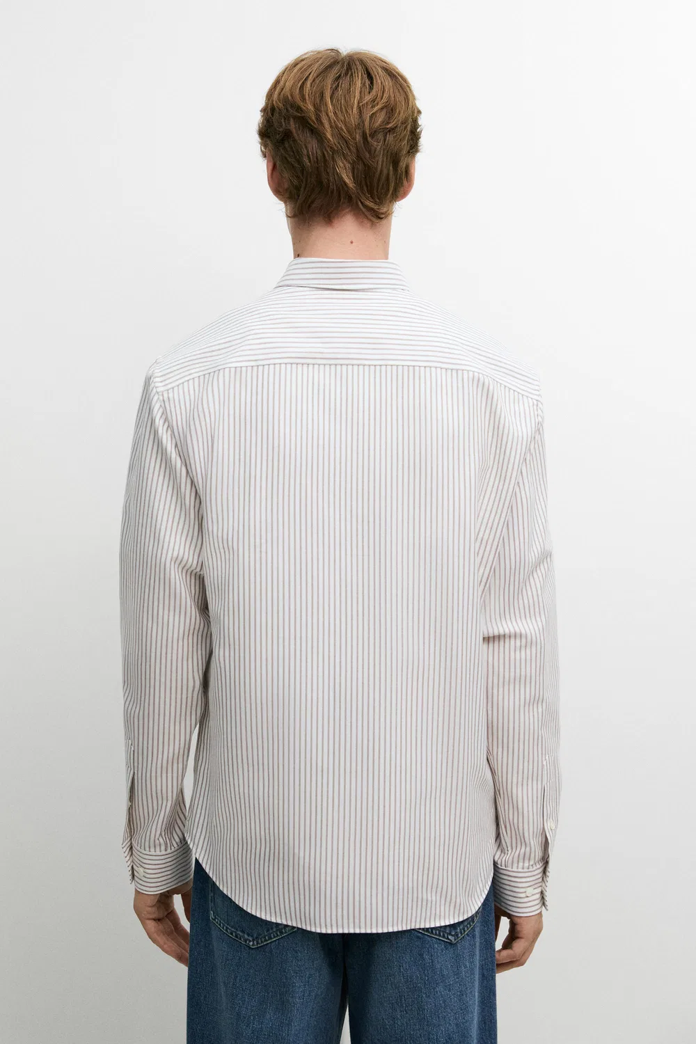 Рубашка Massimo Dutti 100% Cotton Regular Fit Striped, коричневый — фото 4