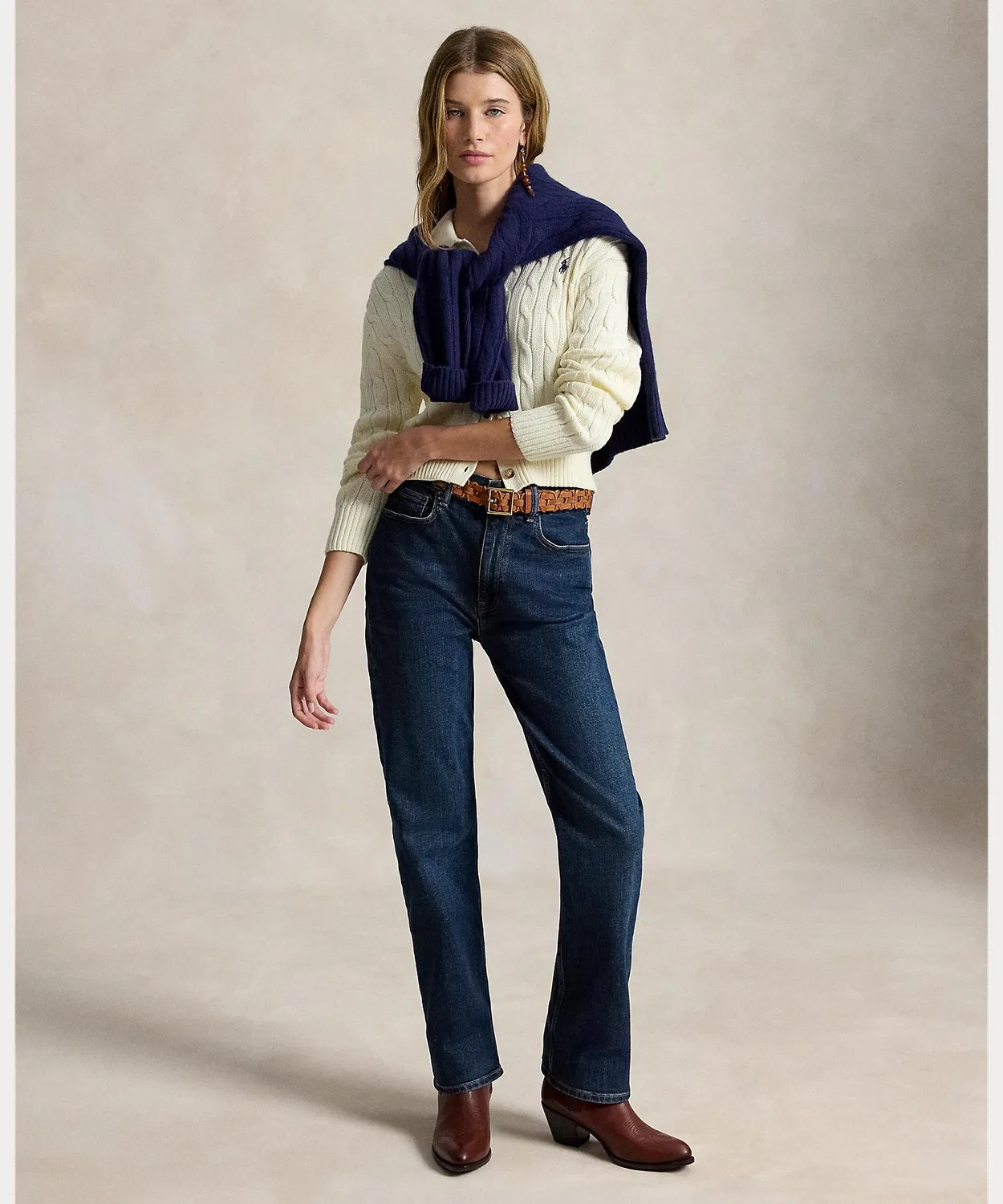 POLO RALPH LAUREN Женский кардиган с поло-воротником Cable Cotton Polo — фото 3