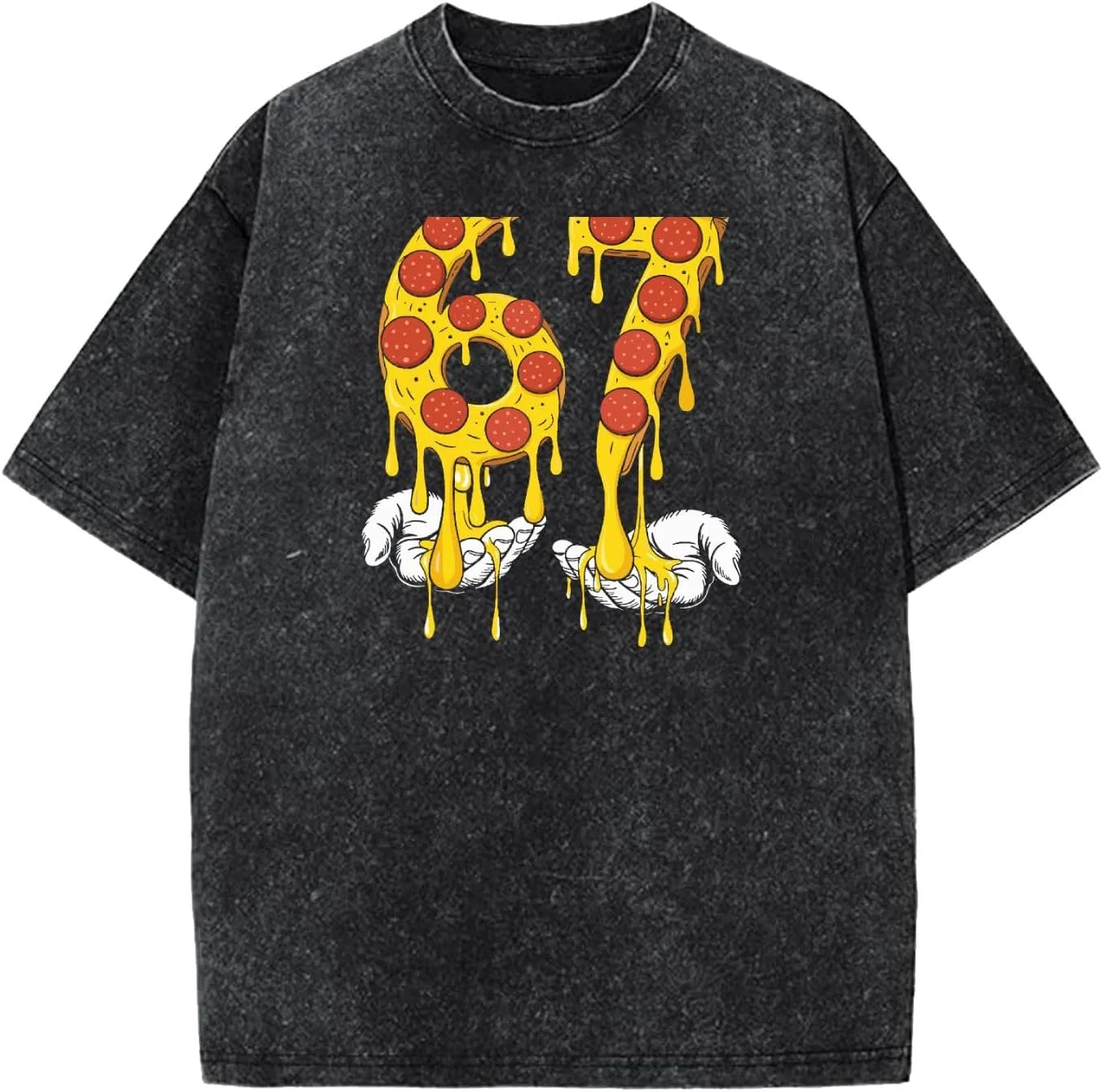 Мужская футболка с принтом Pizza Meme Shirt-004, Wash Black