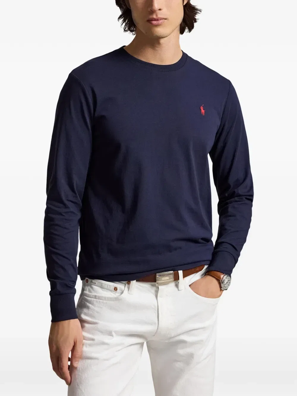 Футболка из джерси Custom Slim Fit Polo Ralph Lauren, синий — фото 3