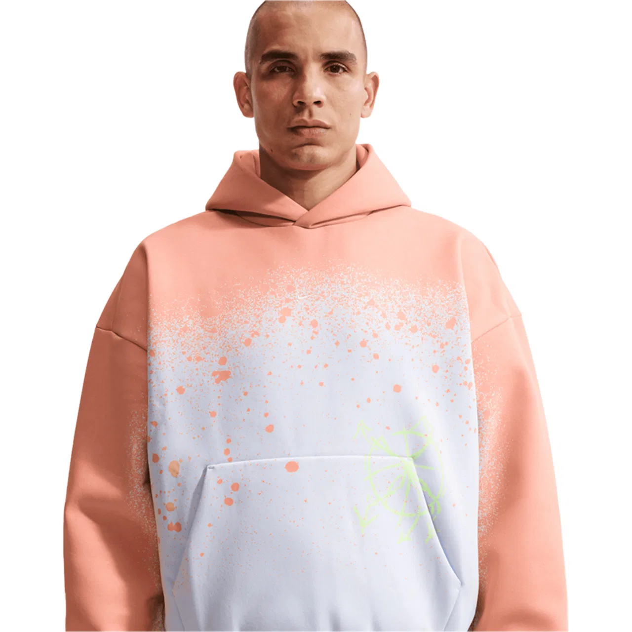 Мужское худи Hours TF Standard Issue Pullover Nike, цвет Grey/Orange Pulse/Pale Ivory — фото 3
