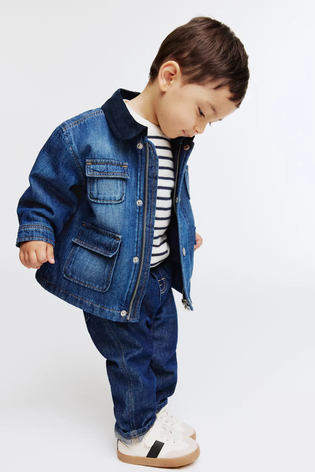 Джинсовая куртка с вельветовым воротником H&M, Denimblau — фото 3