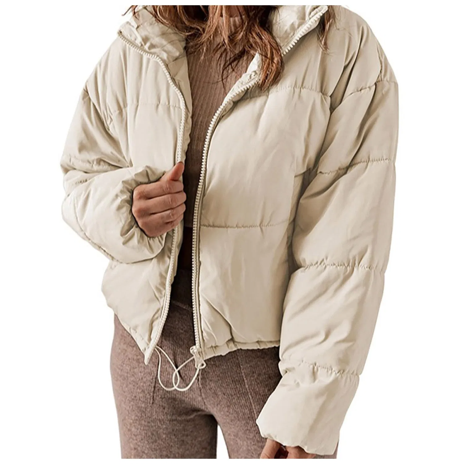 Женское утепленное пальто с принтом Foreign Style, beige