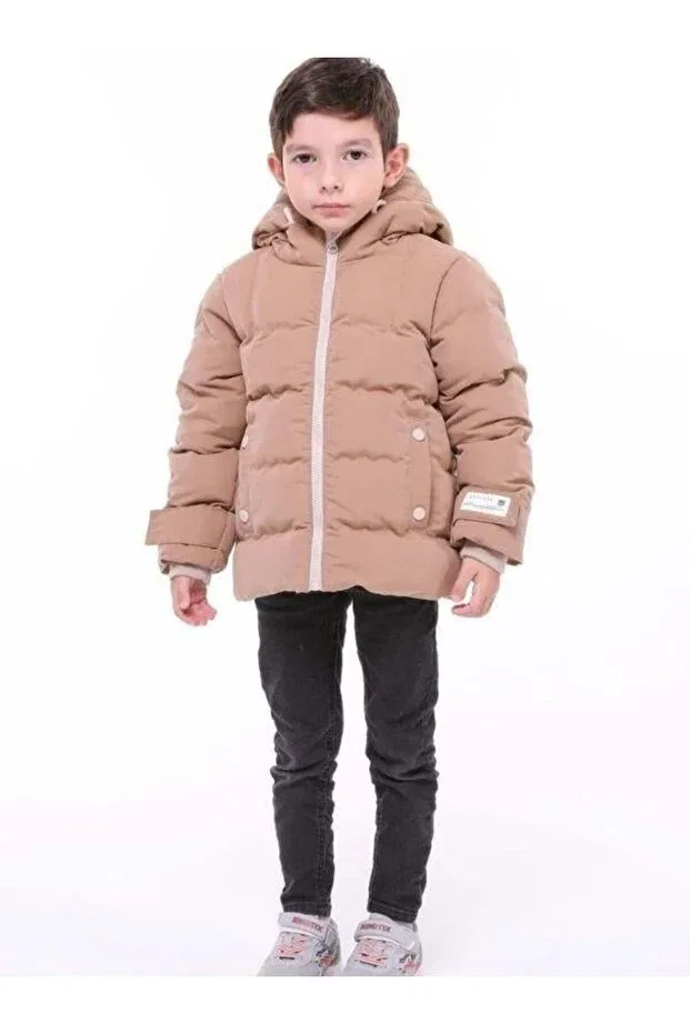 Детское пальто для девочек с капюшоном Zekids, Beige