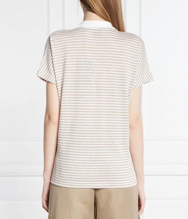 Женская футболка льняная Di Lino T-Shirt BOSS, бежевый — фото 4