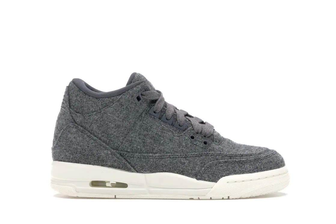 Детские кроссовки Lifestyle из шерсти Jordan 3 Retro, Dark Grey/Dark Grey-Sail