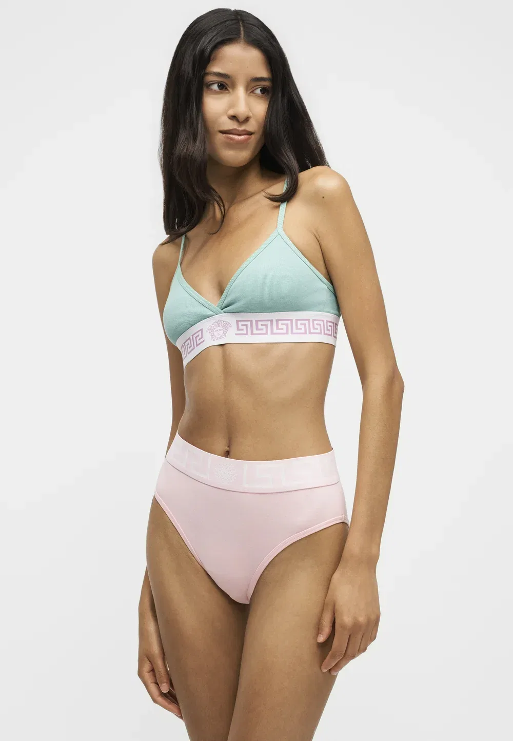 Треугольный бюстгальтер Versace, Sea Green/White/Lilac — фото 4