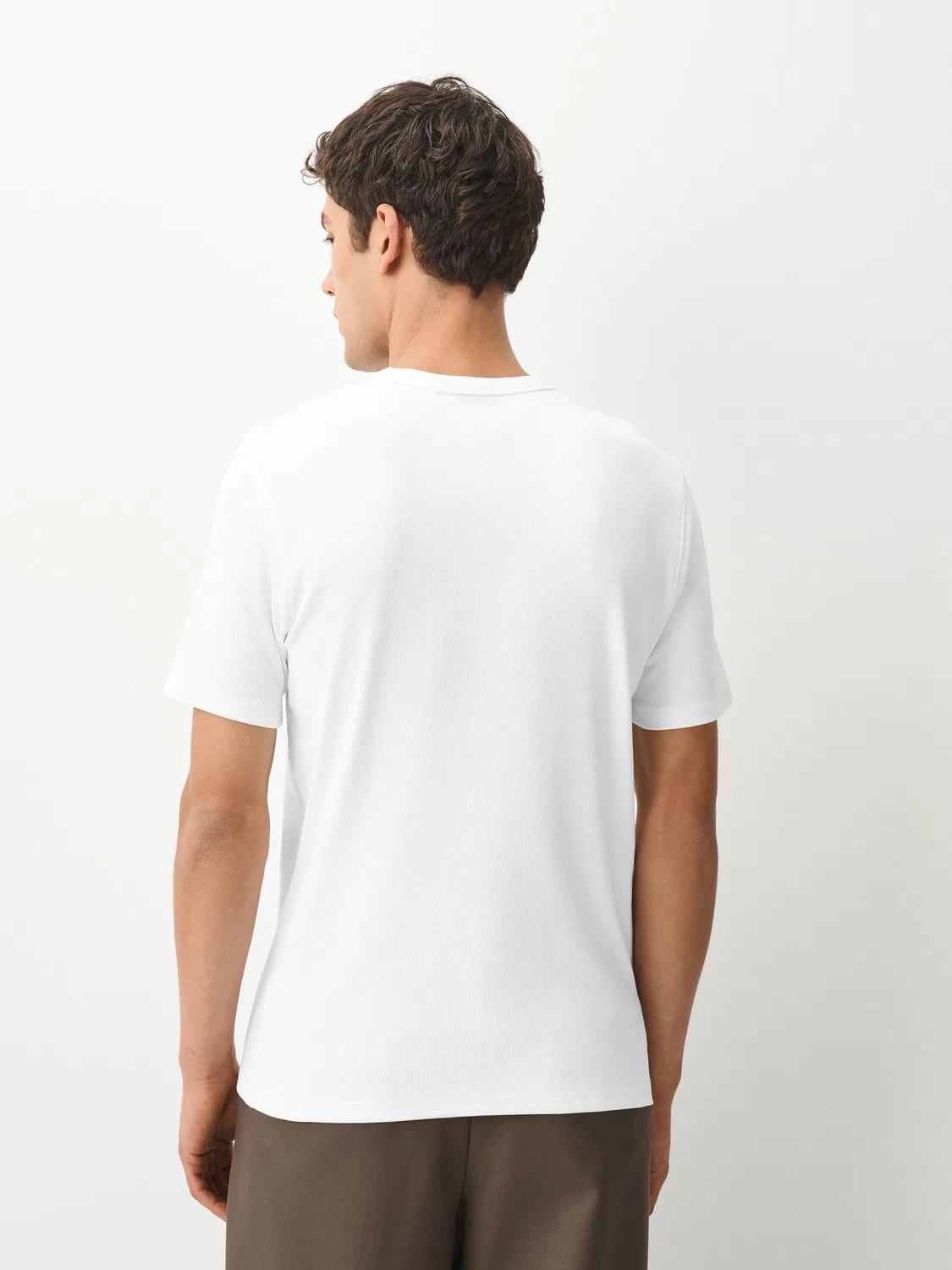 Футболка с рифленой текстурой White Ribbed Slim Fit Short Sleeve Crew Neck Next, белый — фото 3