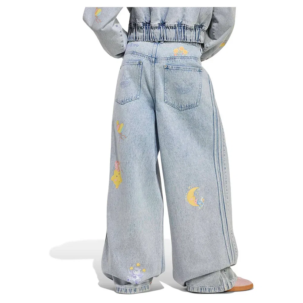 Женские джинсы с высокой посадкой Care Bear Wide Leg Adidas Originals, Blue — фото 2