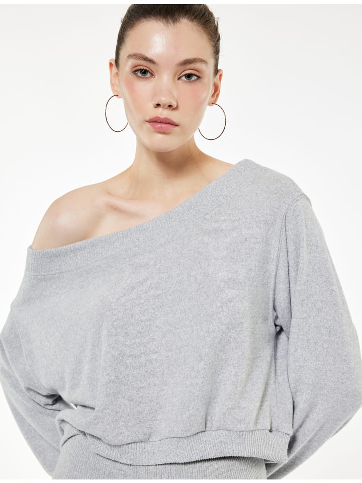 

KOTON Футболка с длинными рукавами серого цвета