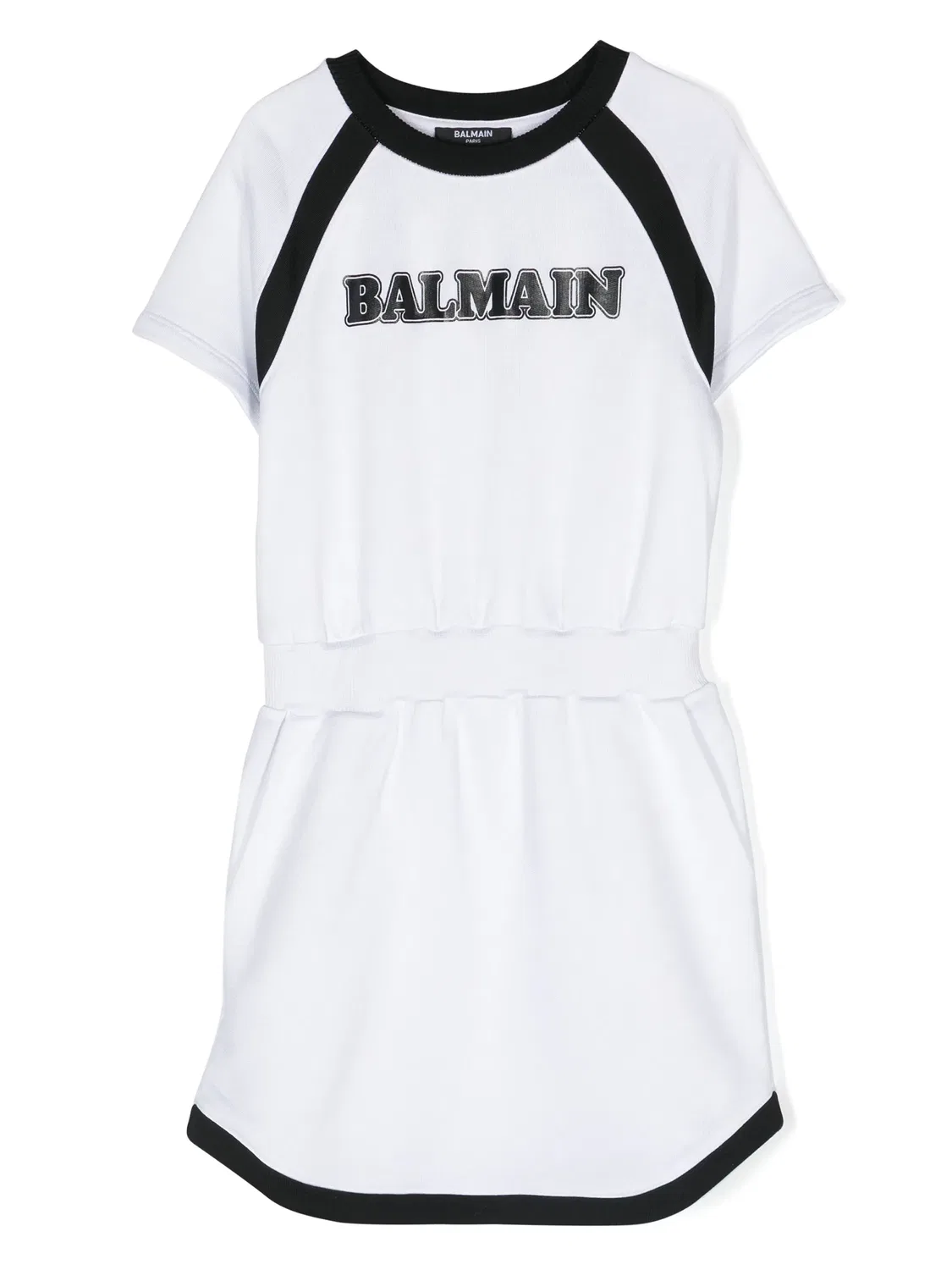 Платье с логотипом из джерси Balmain, белый