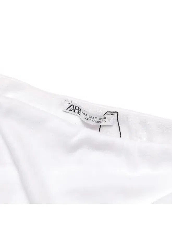 Футболка с открытыми плечами и воланами Zara, белый — фото 4