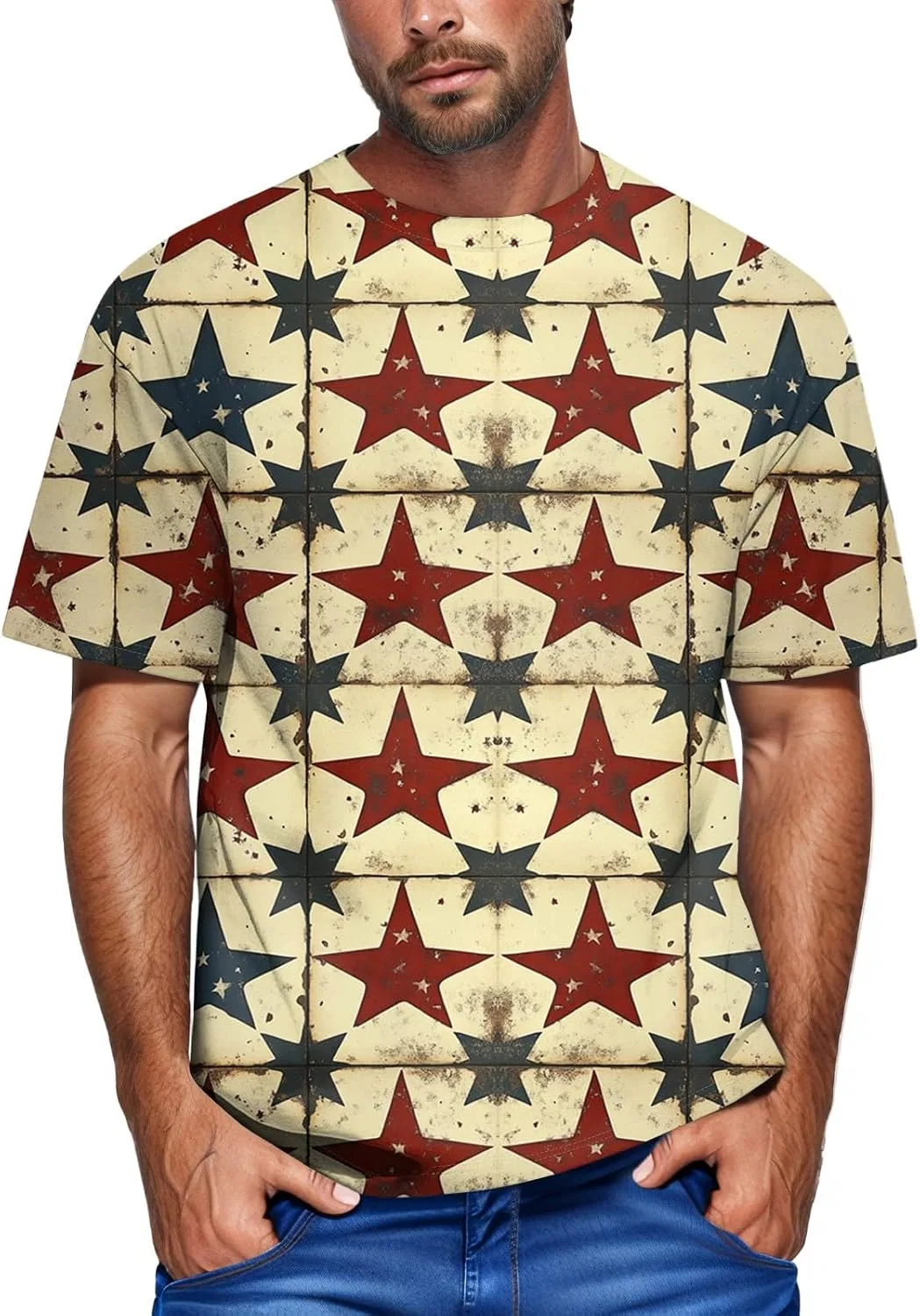 Мужская футболка с принтом Tie Dye 4Th Of July, Beige