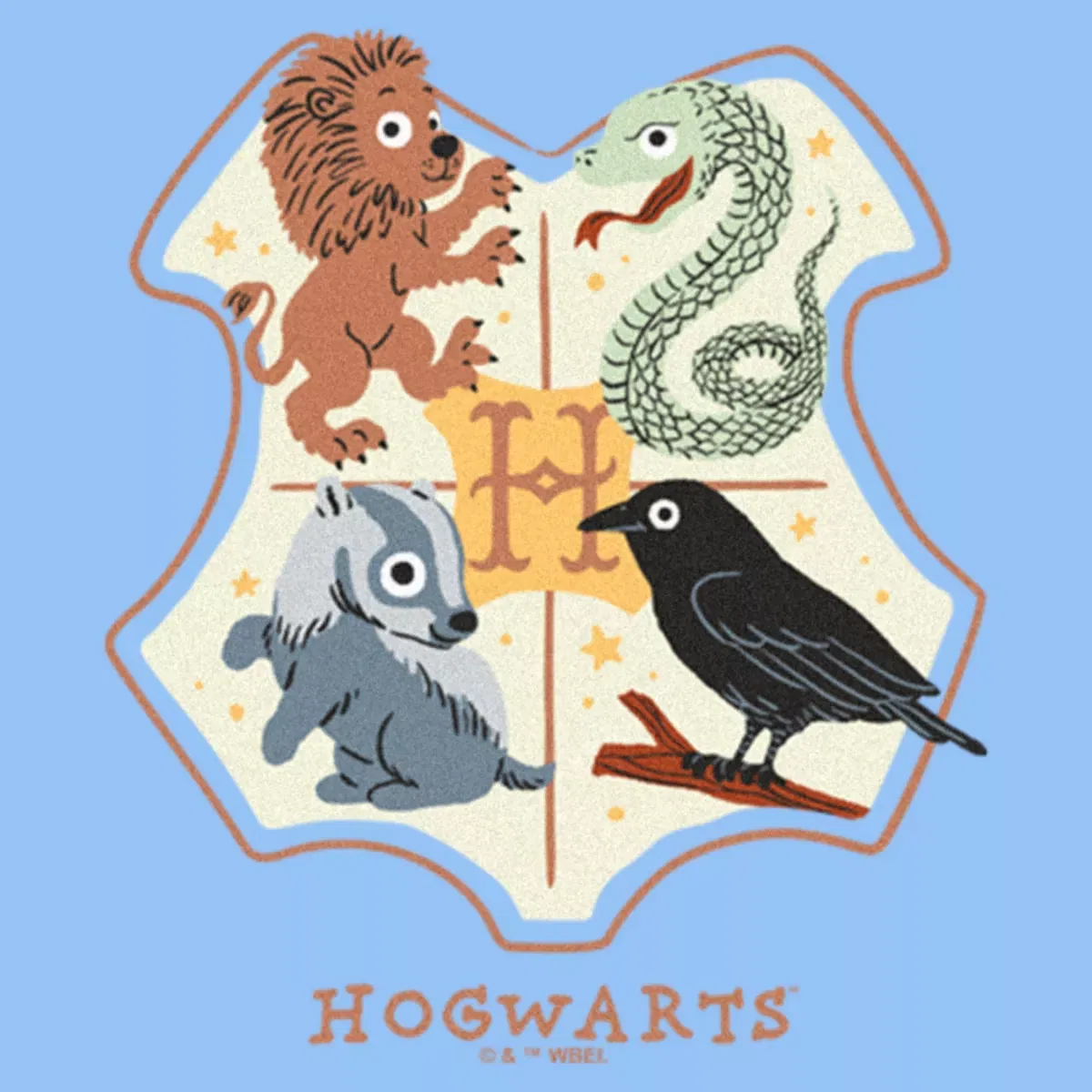 Детское боди с коротким рукавом Harry Potter Cartoon Hogwarts Crest, Light Blue — фото 2