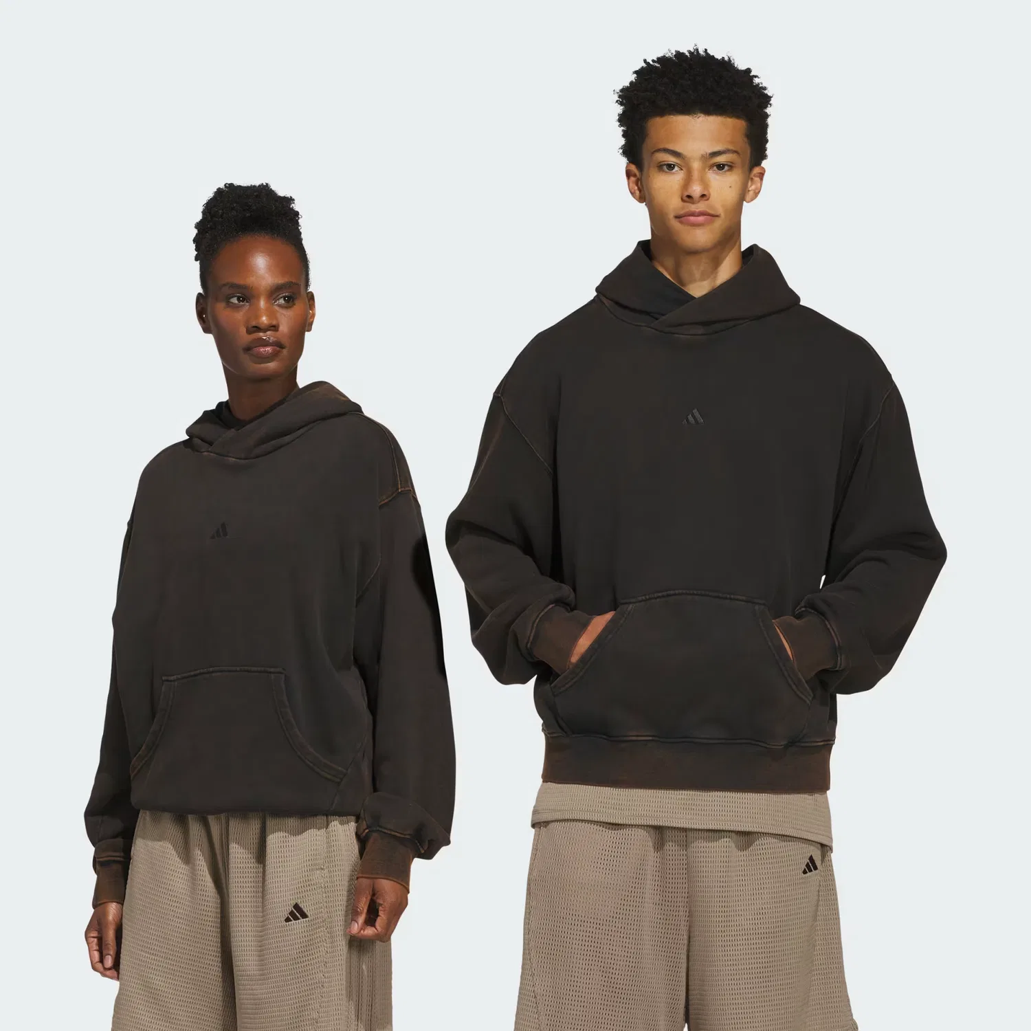 Толстовка с капюшоном свободного кроя Basketball Washed Fleece Adidas Performance, черный