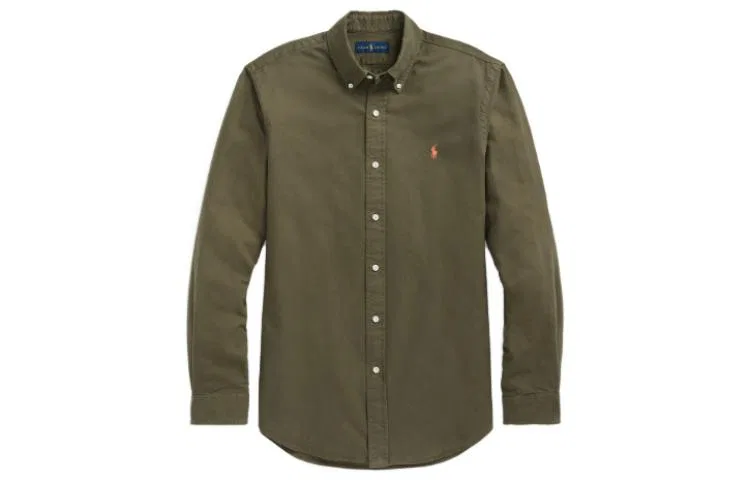 Рубашка мужская, повседневная, модель SS23, Polo Ralph Lauren, Olive Green