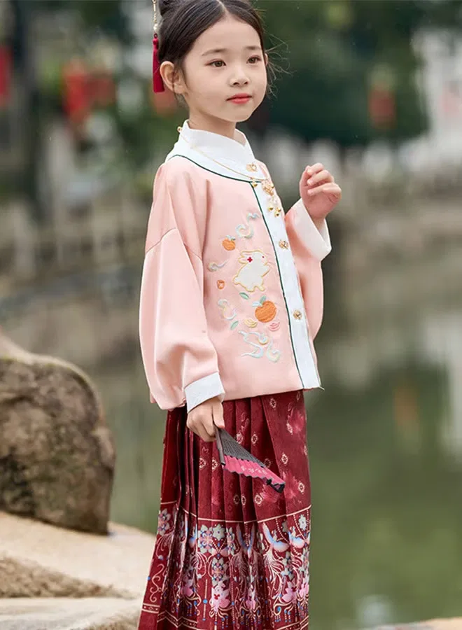 Платье-трапеция с веером комплект Hanfu Al Aoyama, розовый — фото 2