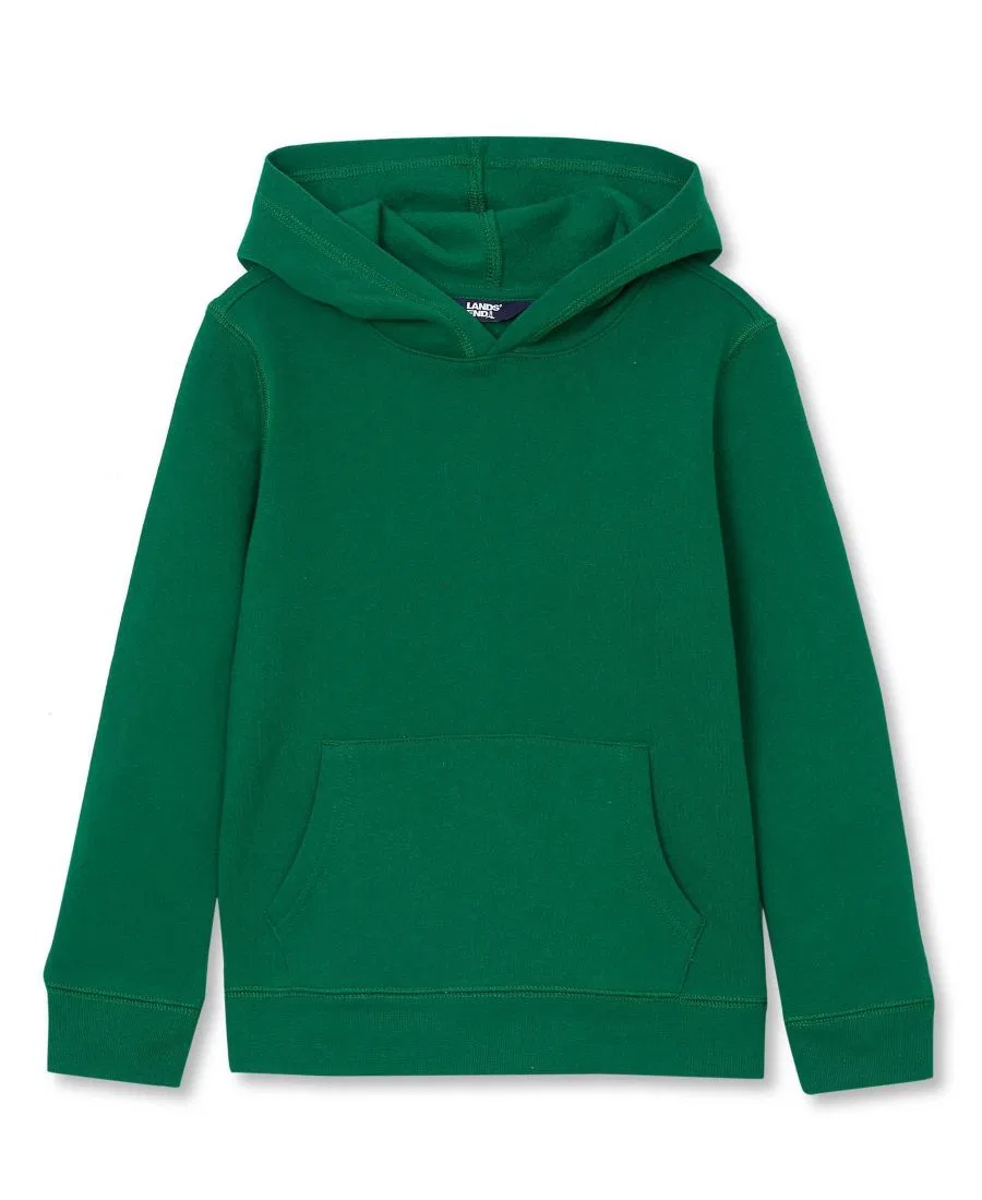 Детский худи из флиса с капюшоном и кенгуру-карманом Husky Fleece Pullover Hoodie Lands' End, Green