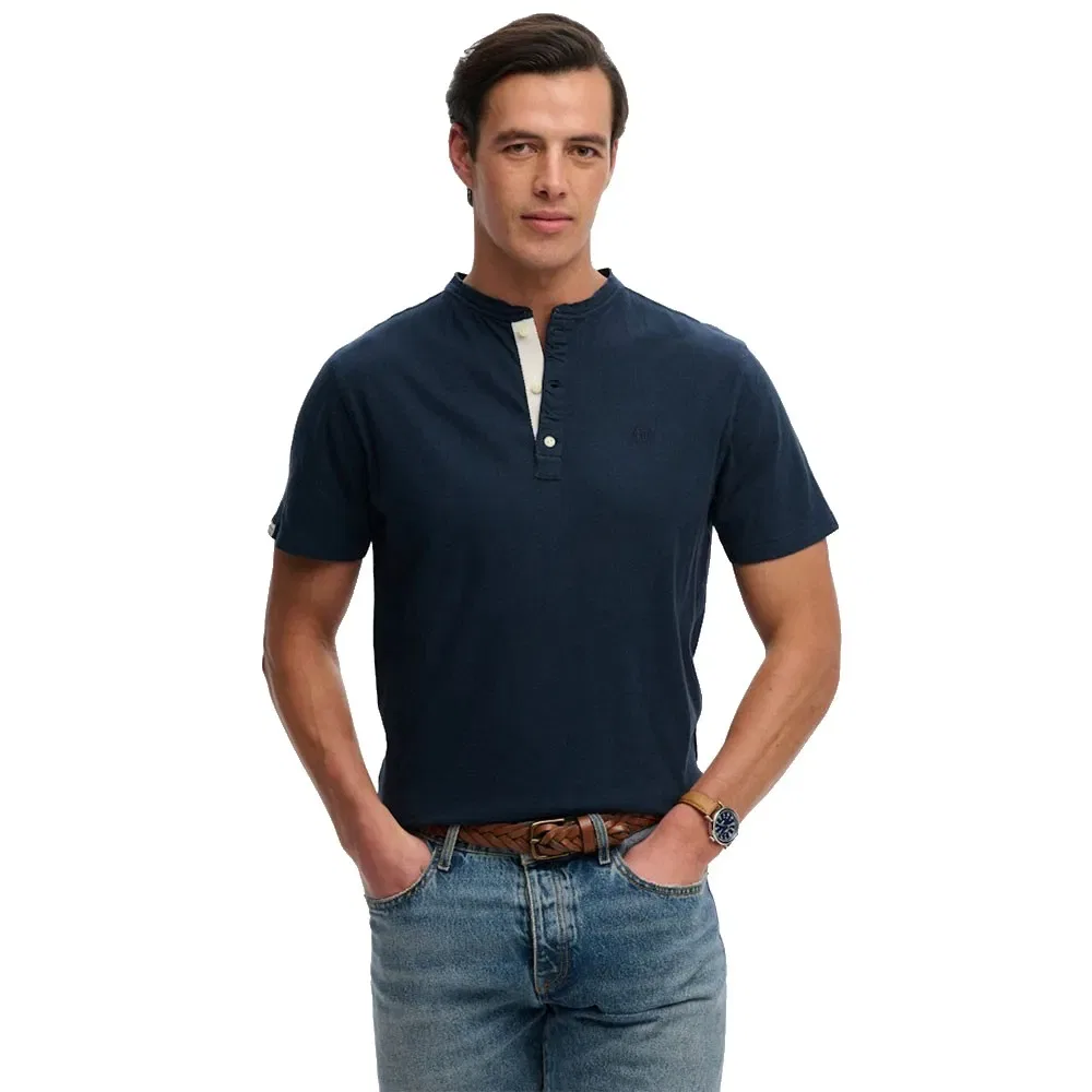 Футболка с коротким рукавом Classic Cotton Lin Grandad Superdry, синий