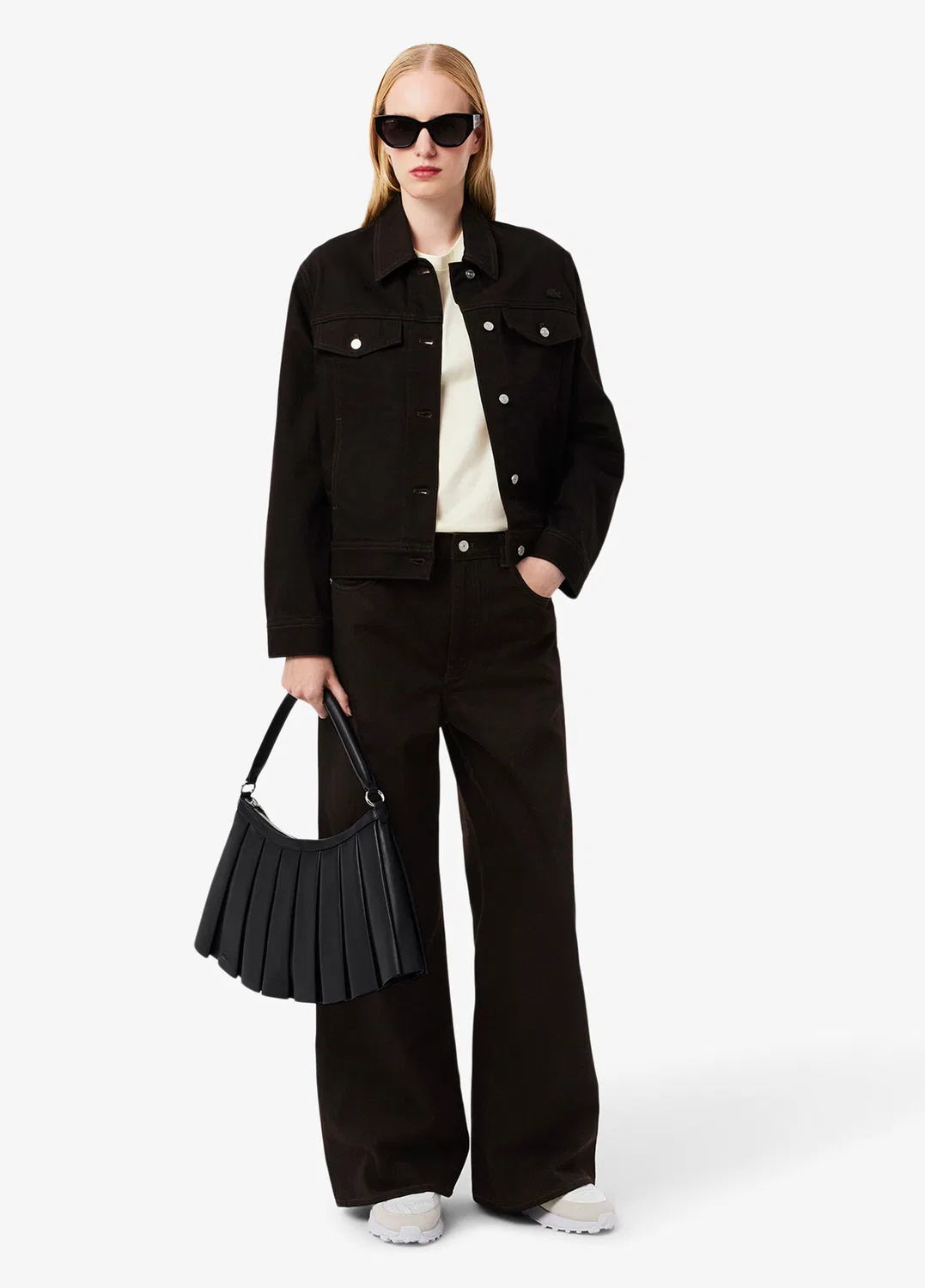 Джинсы Lacoste Wide Leg, коричневые — фото 4