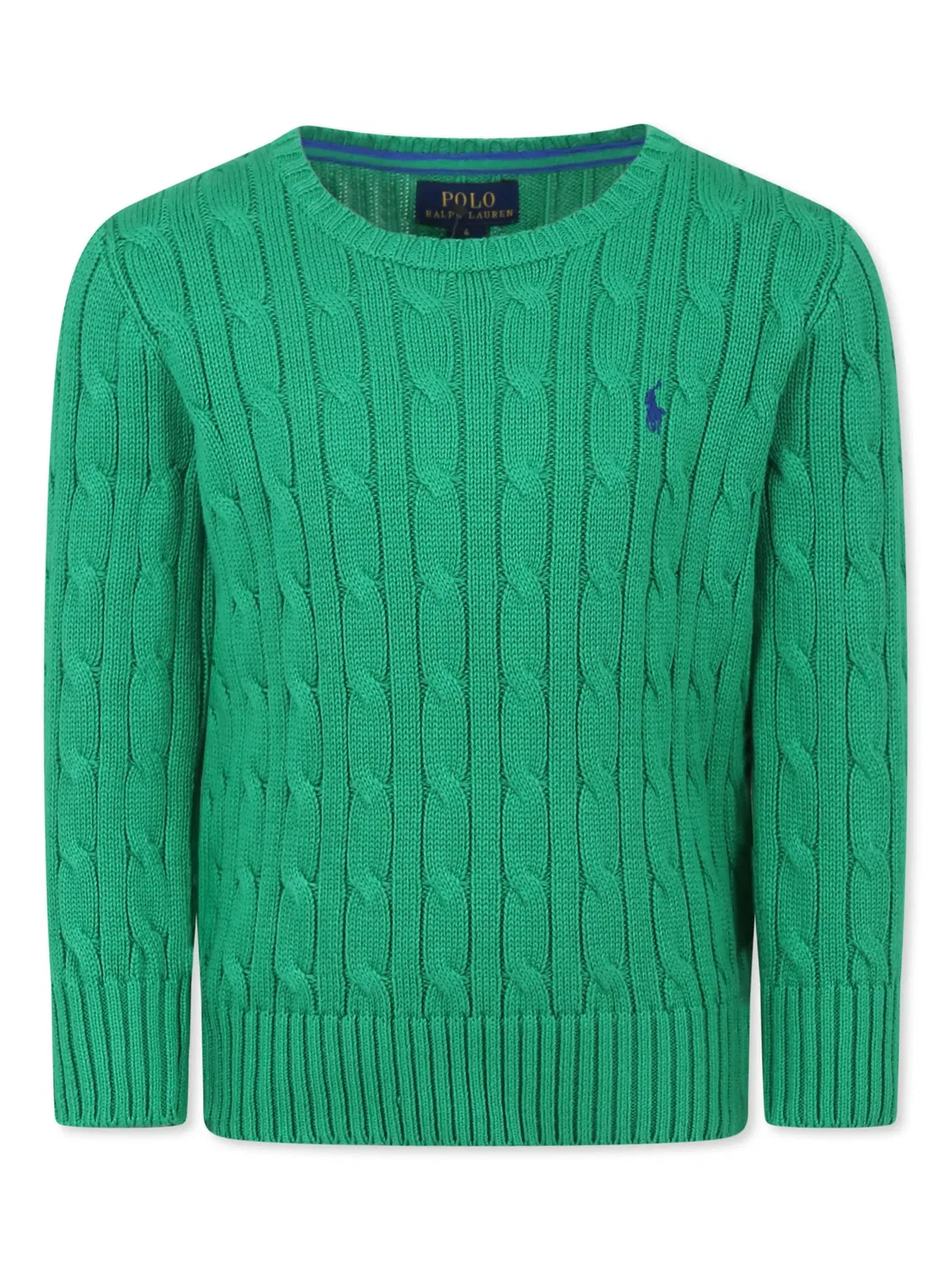 Свитер из хлопка с косичками Polo Ralph Lauren, зеленый