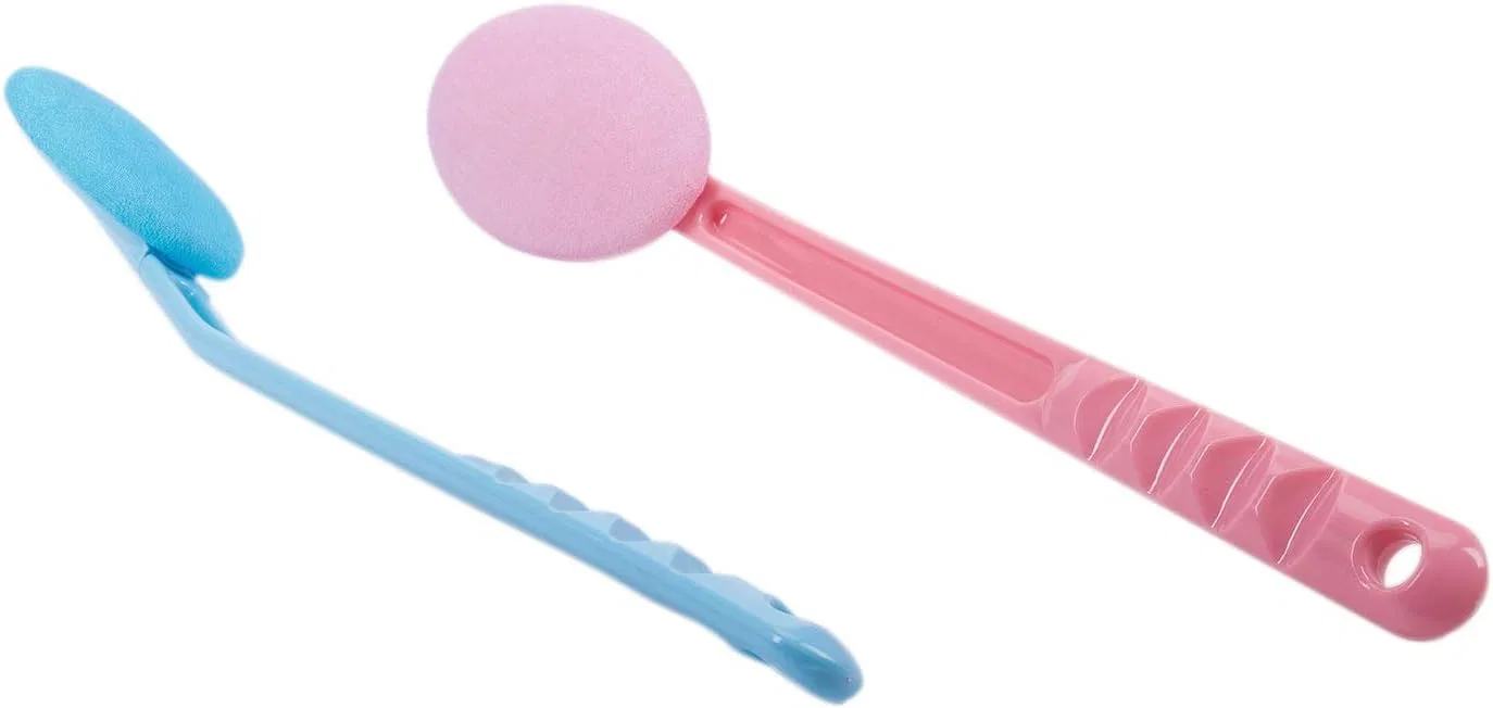 Щетка для тела с длинной ручкой, Beauneo, 2 шт, 37 см, Blue and Pink — фото 3
