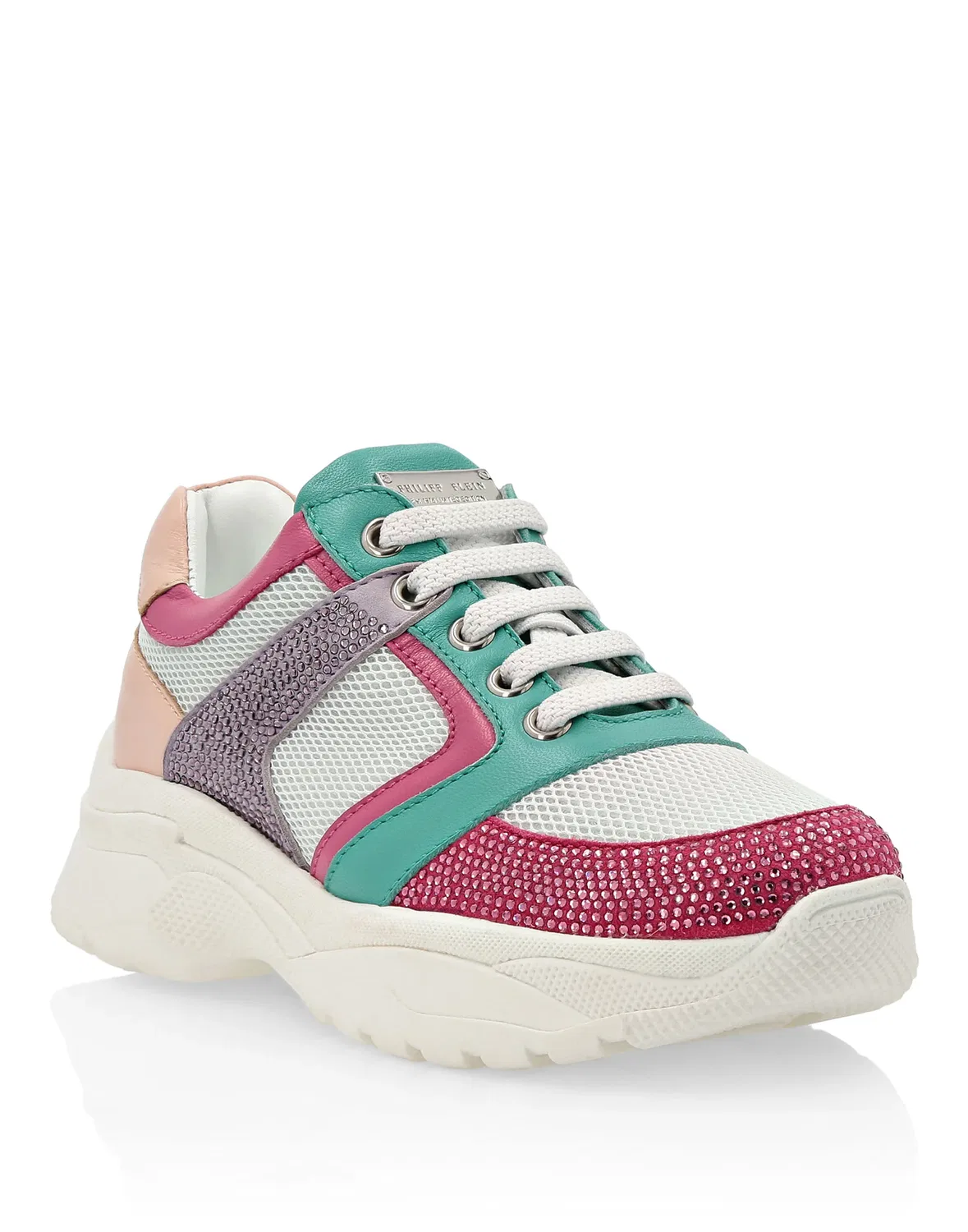 Детские кроссовки для девочек с декором из страз Runner Colorfull PHILIPP PLEIN, мультиколор