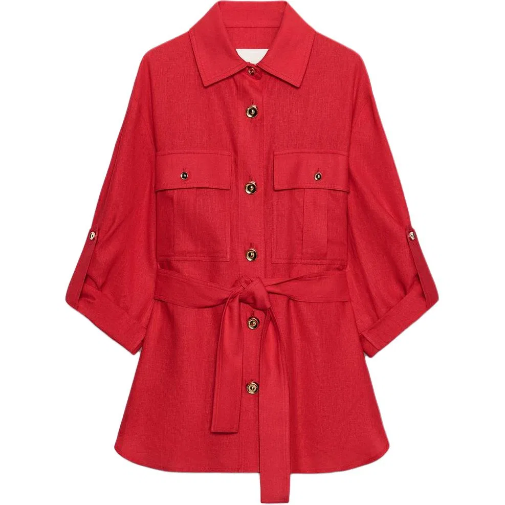Женская рубашка с лацканами, Red, ZARA