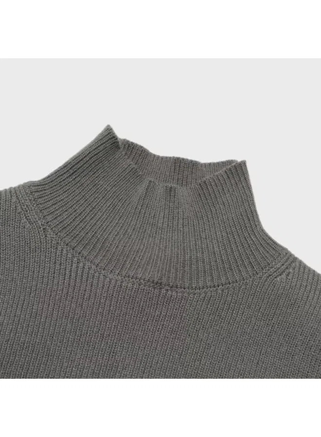 Топ вязаный с коротким рукавом полугорловина Zara, темно-серый — фото 4