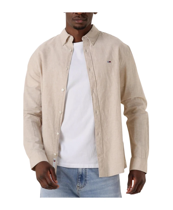 

Бежевая рубашка для отдыха из смеси льна Tommy Jeans, бежевый