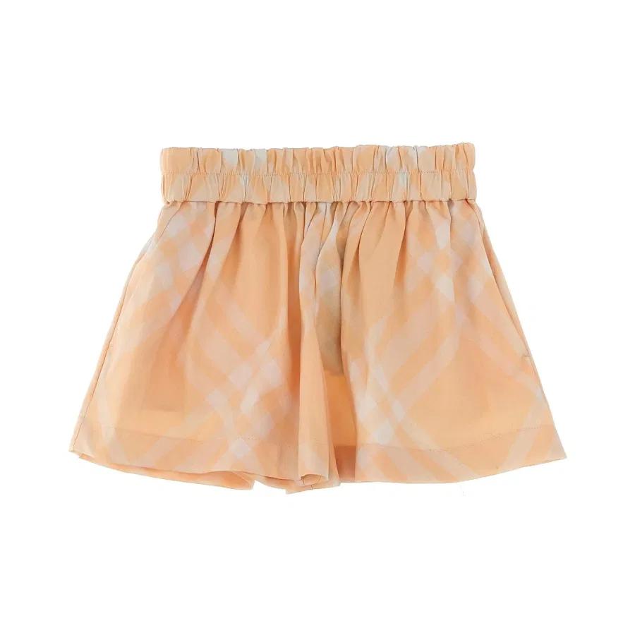 Шорты хлопковые с принтом Kids Checked Pattern Gathered Shorts Burberry, Pastel Peach Ip Chk