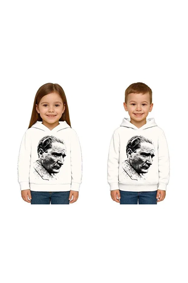 Детское худи для девочек с принтом Unisex moon and star may 19 october 29 april 23 november 10 ataturk children's hooded sweatshirt Sedirli, White