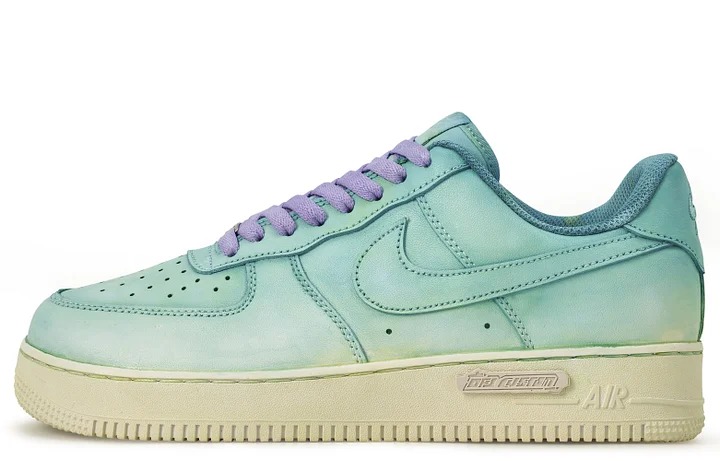 

Кастомизированные кроссовки Nike Air Force 1 Skateboard Shoes Men Low-Top зеелный/желтый