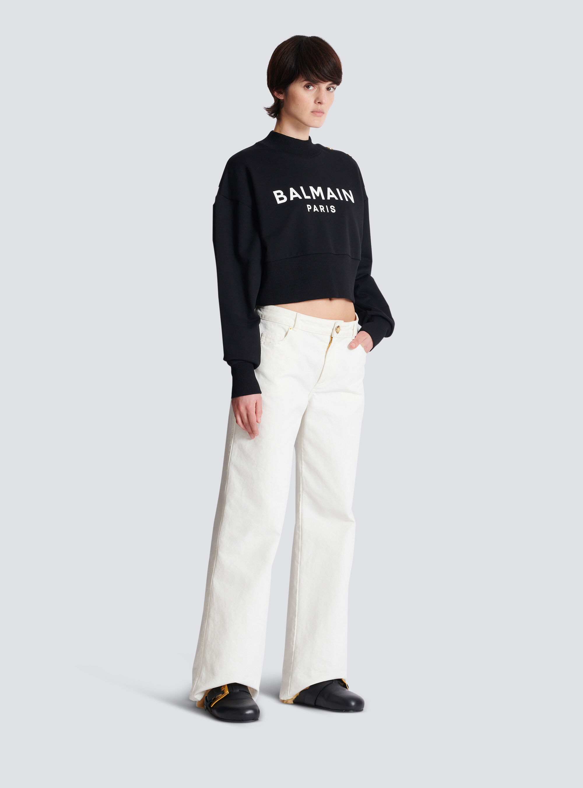 Свитшот с принтом Balmain Paris, белый/синий/черный/розовый — фото 3