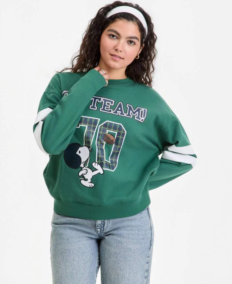 Флисовый свитшот с принтом Snoopy Go Team Peanuts, Hunter Green